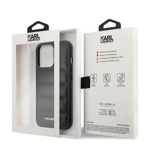 Karl Lagerfeld Puffy Elongated Logo iPhone 14 Pro Case - Black - Cell phone cases and covers<<<HurtelXML
