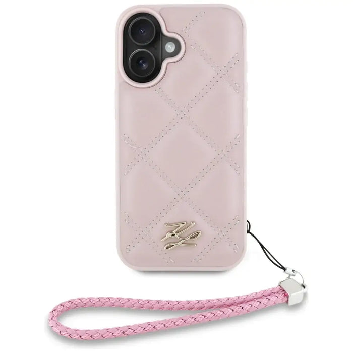 Karl Lagerfeld Quilted Initial Logo & Chain Strap iPhone 16 Case - Pink - Cell phone cases and covers<<<HurtelXML