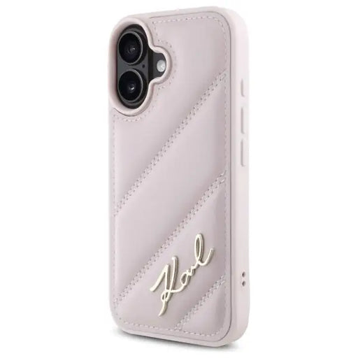 Karl Lagerfeld Quilted Signature iPhone 16 Case - Pink - Cell phone cases and covers<<<HurtelXML