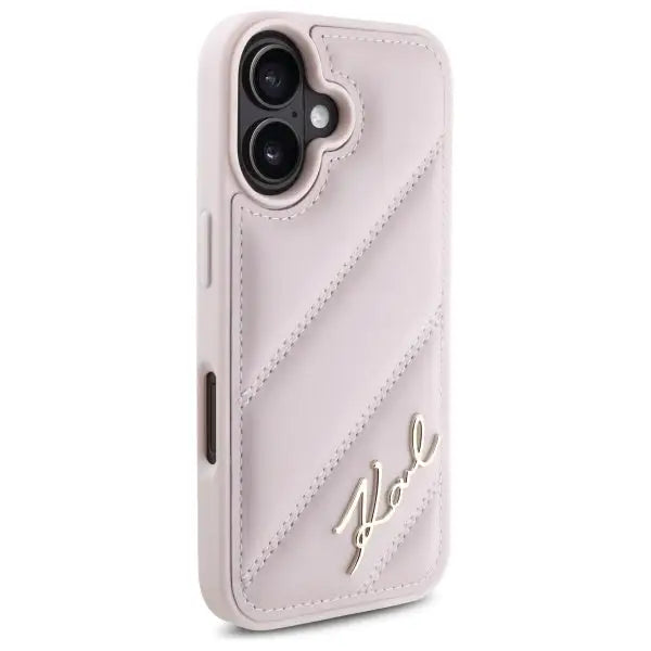 Karl Lagerfeld Quilted Signature iPhone 16 Case - Pink - Cell phone cases and covers<<<HurtelXML