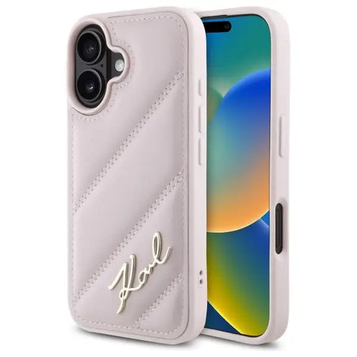 Karl Lagerfeld Quilted Signature iPhone 16 Case - Pink - Cell phone cases and covers<<<HurtelXML
