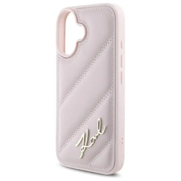 Karl Lagerfeld Quilted Signature iPhone 16 Case - Pink - Cell phone cases and covers<<<HurtelXML
