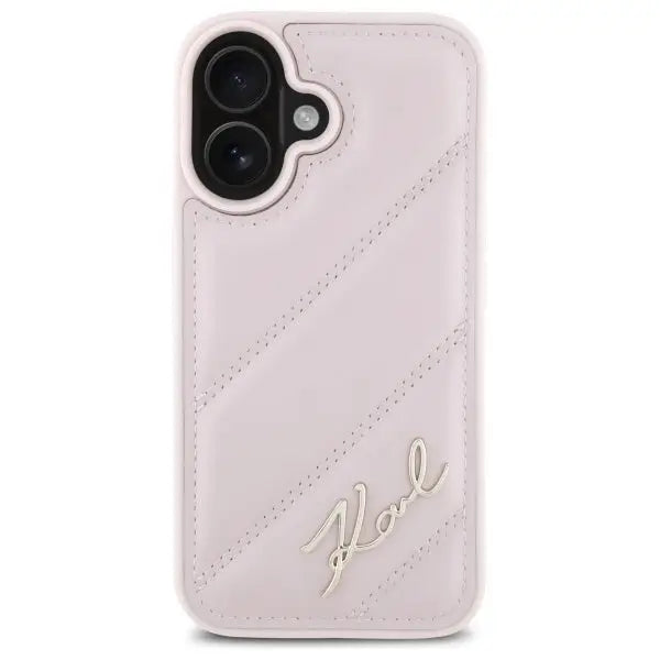 Karl Lagerfeld Quilted Signature iPhone 16 Case - Pink - Cell phone cases and covers<<<HurtelXML