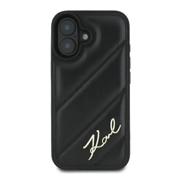 Karl Lagerfeld Quilted Signature iPhone 16 Plus Case - Black - Cell phone cases and covers<<<HurtelXML