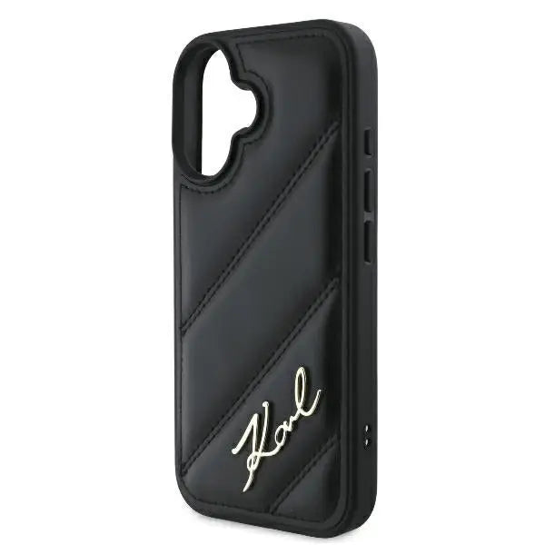 Karl Lagerfeld Quilted Signature iPhone 16 Plus Case - Black - Cell phone cases and covers<<<HurtelXML