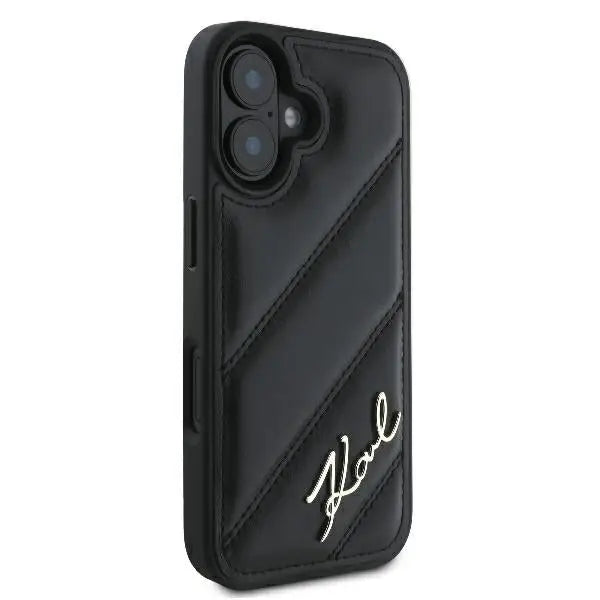 Karl Lagerfeld Quilted Signature iPhone 16 Plus Case - Black - Cell phone cases and covers<<<HurtelXML