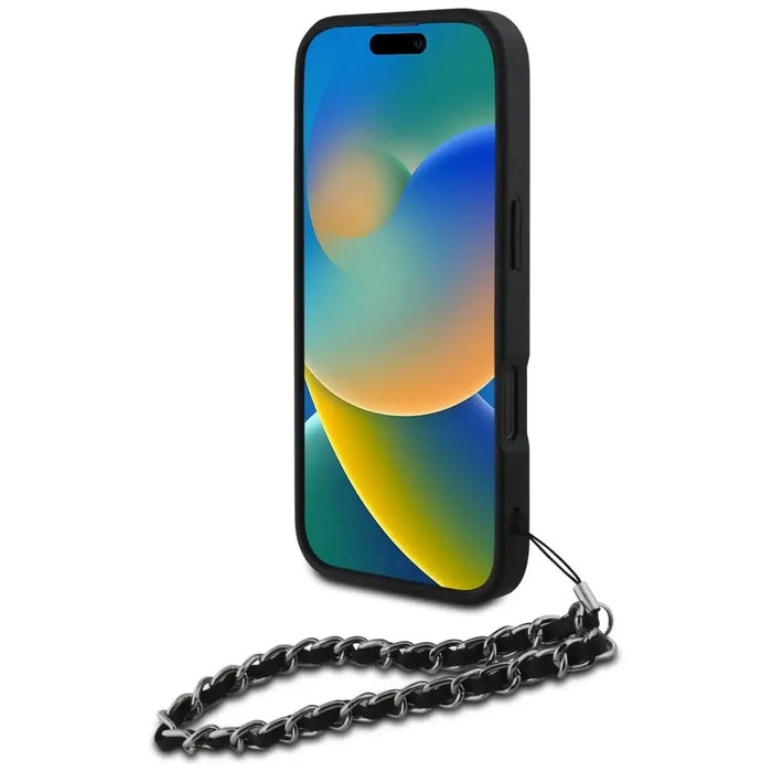 Karl Lagerfeld Saffiano Crystals w/Chain iPhone 16 Pro Max Case - Black - Cell phone cases and covers<<<HurtelXML