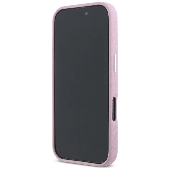 Karl Lagerfeld Saffiano Full Wrapped Elongated Metal Logo MagSafe iPhone 16 Pro Max Case - Pink - Cell phone cases