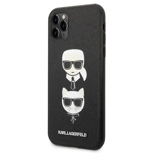 Karl Lagerfeld Saffiano Karl&Choupette Head Case for iPhone 11 Pro 5.8’’ - Black - Cell phone cases