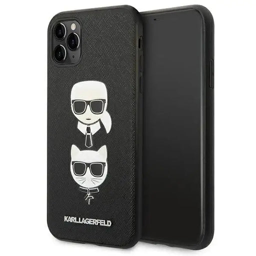 Karl Lagerfeld Saffiano Karl&Choupette Head Case for iPhone 11 Pro 5.8’’ - Black - Cell phone cases