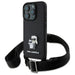 Karl Lagerfeld Saffiano Karl&Choupette Metal Pin CBDY Strap iPhone 16 Pro Case - Black - Cell phone cases