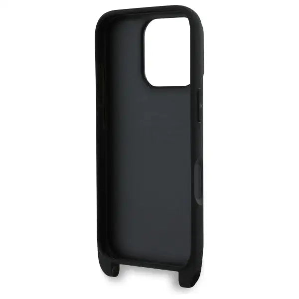 Karl Lagerfeld Saffiano Karl&Choupette Metal Pin CBDY Strap iPhone 16 Pro Case - Black - Cell phone cases