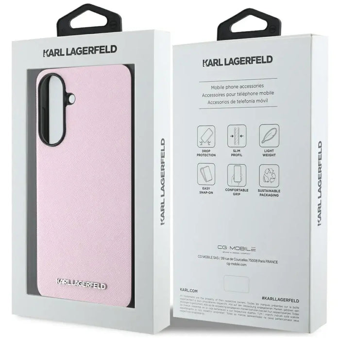 Karl Lagerfeld Saffiano Metal Logo Case for Samsung Galaxy A56 - Pink - Cell phone cases and covers<<<HurtelXML