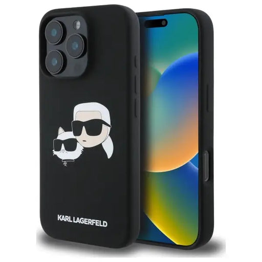 Karl Lagerfeld Silicone Case Heads Print MagSafe for iPhone 16 Pro - Black - Cell phone cases and covers<<<HurtelXML