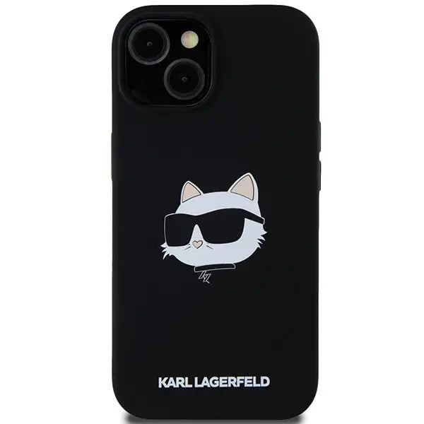 Karl Lagerfeld Silicone Choupette Head MagSafe Case for iPhone 15/14/13 - Black - Cell phone cases