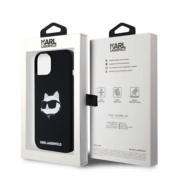 Karl Lagerfeld Silicone Choupette Head MagSafe Case for iPhone 15/14/13 - Black - Cell phone cases