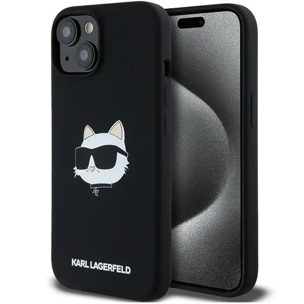 Karl Lagerfeld Silicone Choupette Head MagSafe Case for iPhone 15/14/13 - Black - Cell phone cases