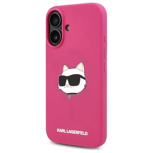 Karl Lagerfeld Silicone Choupette Head Print MagSafe iPhone 16 Case - Fuchsia - Cell phone cases and covers<<<HurtelXML