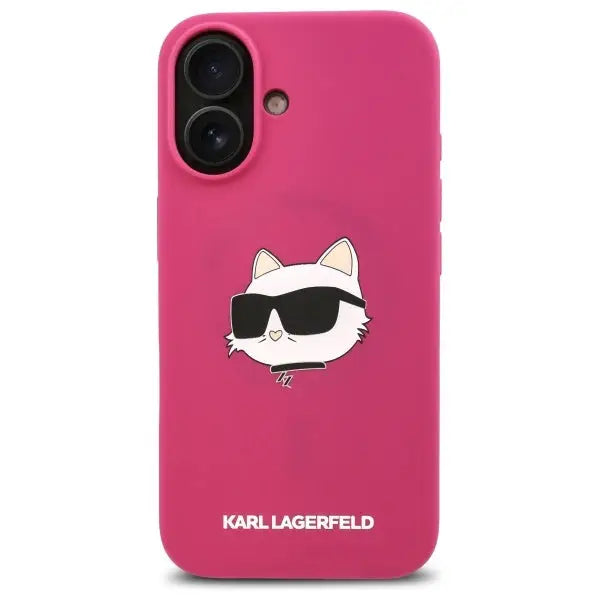 Karl Lagerfeld Silicone Choupette Head Print MagSafe iPhone 16 Case - Fuchsia - Cell phone cases and covers<<<HurtelXML