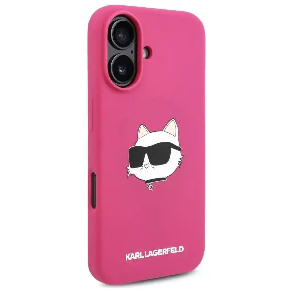 Karl Lagerfeld Silicone Choupette Head Print MagSafe iPhone 16 Case - Fuchsia - Cell phone cases and covers<<<HurtelXML