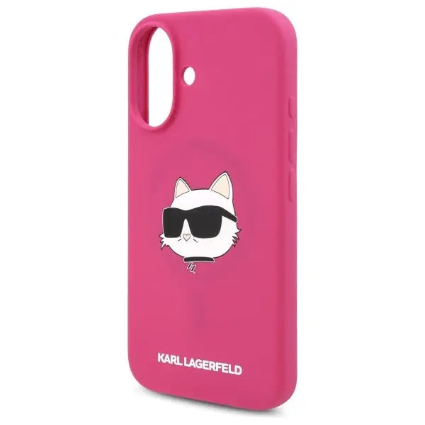 Karl Lagerfeld Silicone Choupette Head Print MagSafe iPhone 16 Case - Fuchsia - Cell phone cases and covers<<<HurtelXML