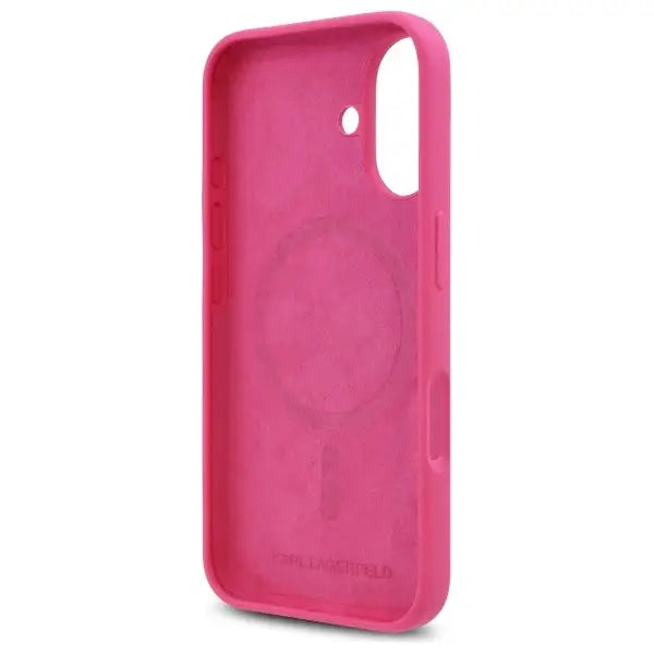 Karl Lagerfeld Silicone Choupette Head Print MagSafe iPhone 16 Case - Fuchsia - Cell phone cases and covers<<<HurtelXML