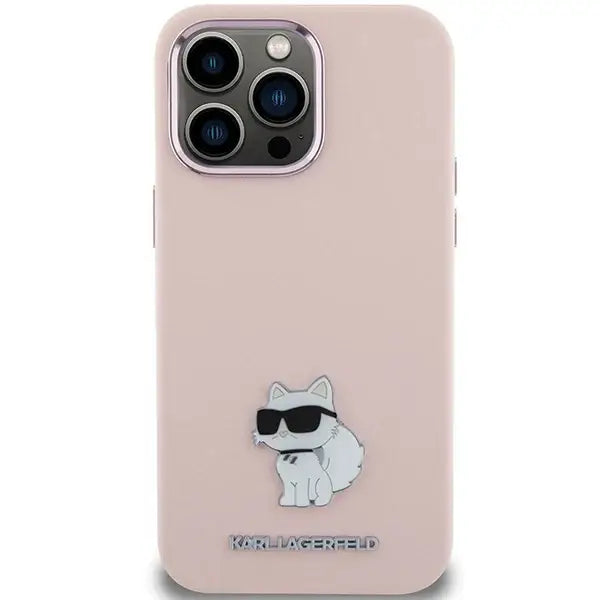 Karl Lagerfeld Silicone Choupette Metal Pin case for iPhone 15 Pro - pink - Cell phone cases and covers<<<HurtelXML