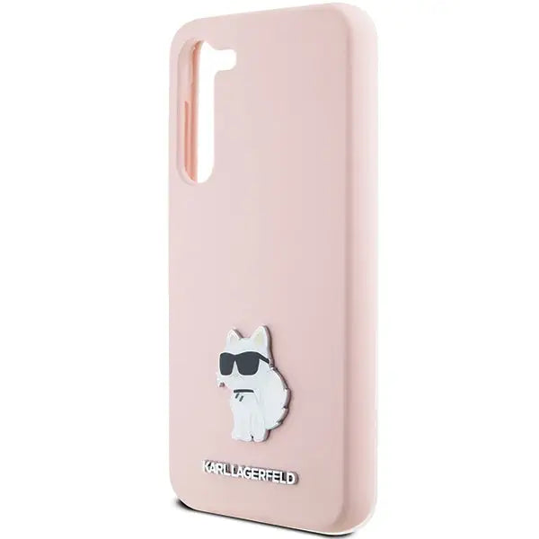 Karl Lagerfeld Silicone Choupette Metal Pin case for Samsung Galaxy S24+ - pink - Cell phone cases