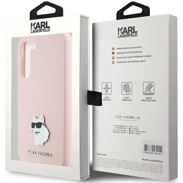 Karl Lagerfeld Silicone Choupette Metal Pin case for Samsung Galaxy S24+ - pink - Cell phone cases