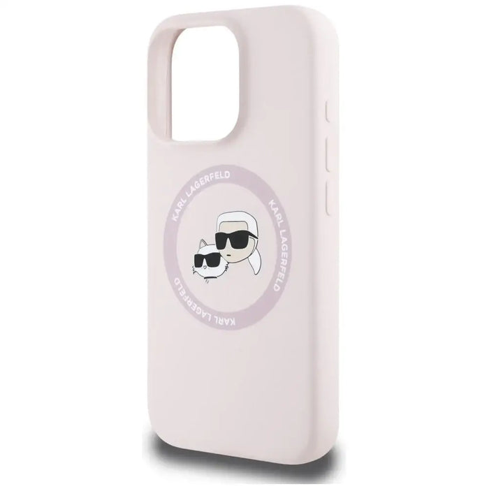Karl Lagerfeld Silicone Double Heads And Circle MagSafe Case for iPhone 16 Pro Max Pink - Cell phone cases