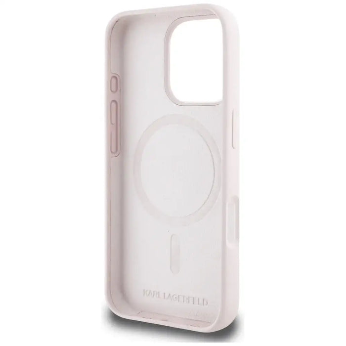 Karl Lagerfeld Silicone Double Heads And Circle MagSafe Case for iPhone 16 Pro Max Pink - Cell phone cases