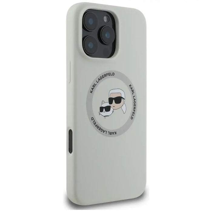 Karl Lagerfeld Silicone Double Heads And Circle MagSafe case for iPhone 16 Pro Max beige - Cell phone cases