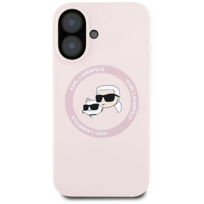 Karl Lagerfeld Silicone Double Heads And Circle MagSafe Case for iPhone 16 Pink - Cell phone cases
