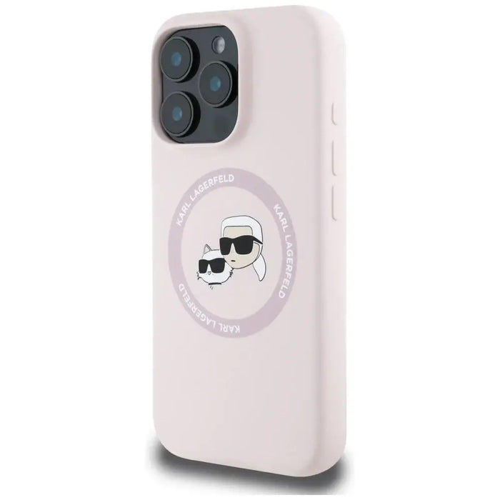 Karl Lagerfeld Silicone Double Heads And Circle MagSafe Case for iPhone 16 Pro Max Pink - Cell phone cases