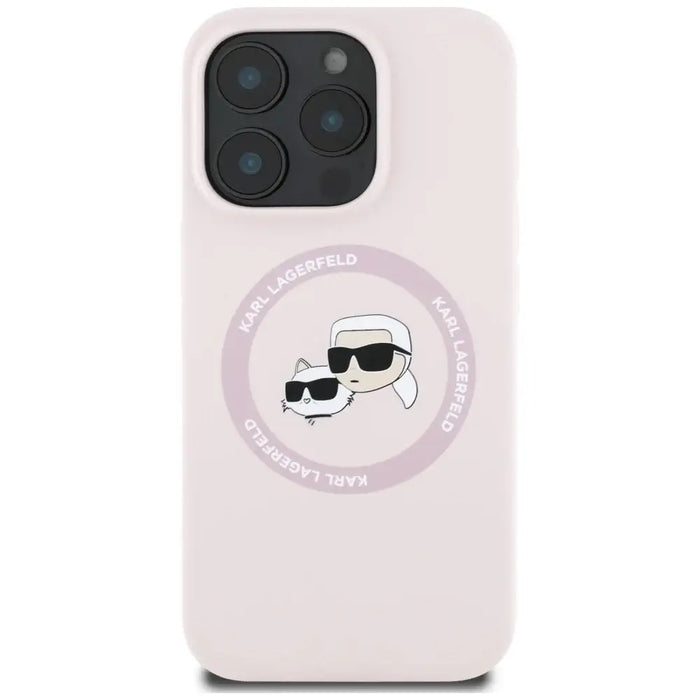 Karl Lagerfeld Silicone Double Heads And Circle MagSafe Case for iPhone 16 Pro Max Pink - Cell phone cases