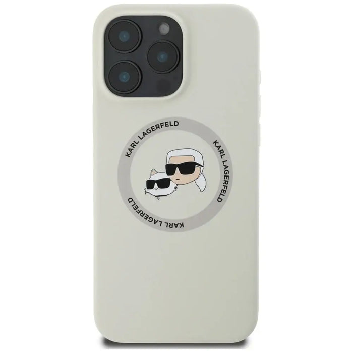 Karl Lagerfeld Silicone Double Heads And Circle MagSafe Case for iPhone 16 Pro Beige - Cell phone cases