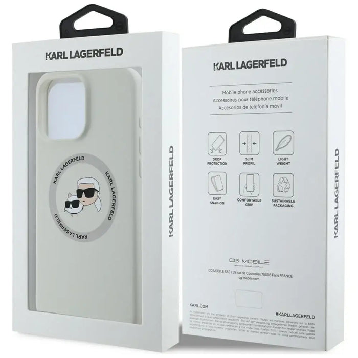 Karl Lagerfeld Silicone Double Heads And Circle MagSafe case for iPhone 16 Pro Max beige - Cell phone cases