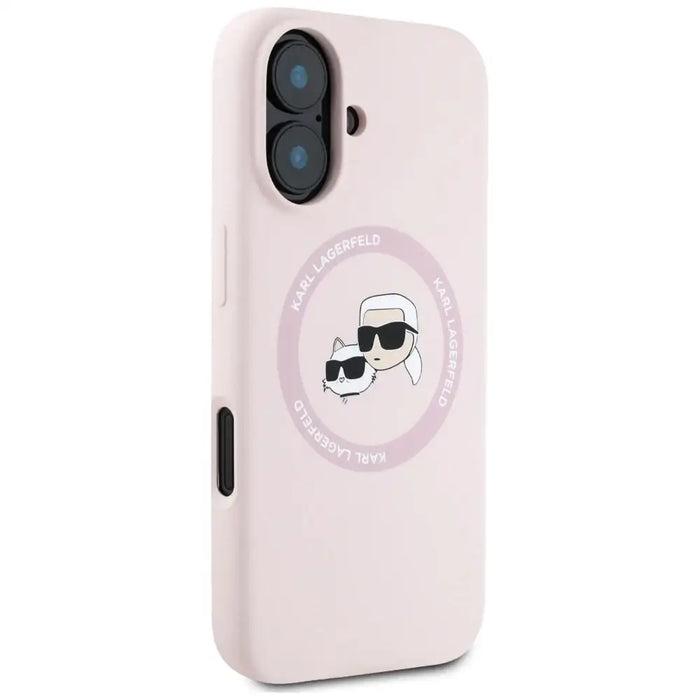 Karl Lagerfeld Silicone Double Heads And Circle MagSafe Case for iPhone 16 Pink - Cell phone cases