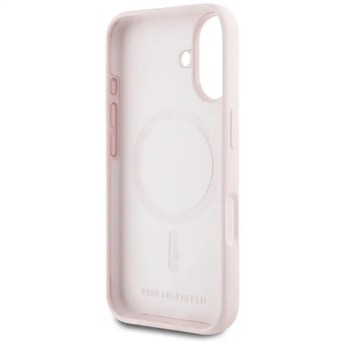 Karl Lagerfeld Silicone Double Heads And Circle MagSafe Case for iPhone 16 Pink - Cell phone cases
