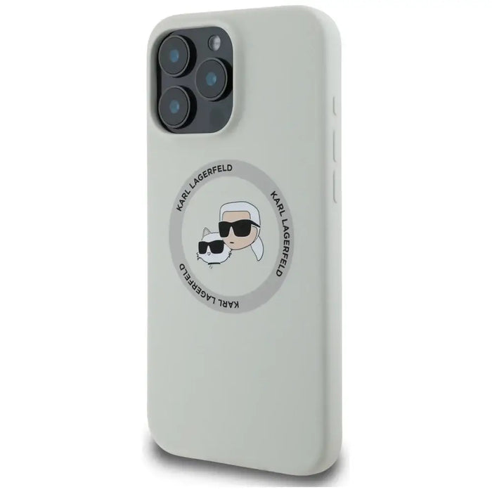 Karl Lagerfeld Silicone Double Heads And Circle MagSafe Case for iPhone 16 Pro Beige - Cell phone cases