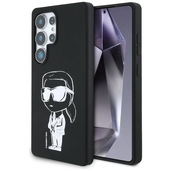Karl Lagerfeld Silicone Graffiti Ikonik Printed Logo MagSafe Case for Samsung Galaxy S25 Ultra - Black - Cell phone