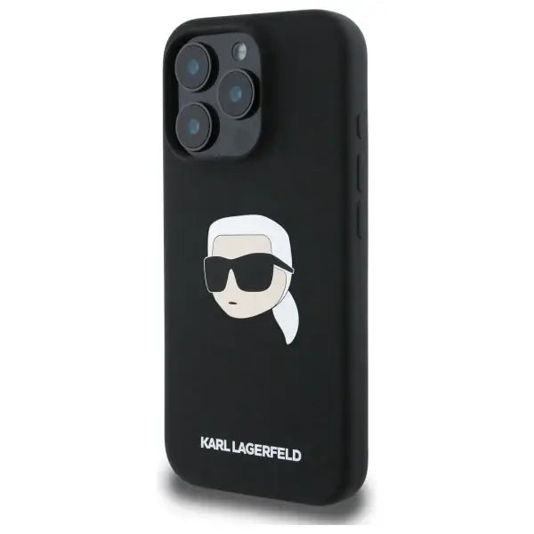 Karl Lagerfeld Silicone Karl Head Print MagSafe iPhone 16 Pro Case - Black - Cell phone cases and covers<<<HurtelXML