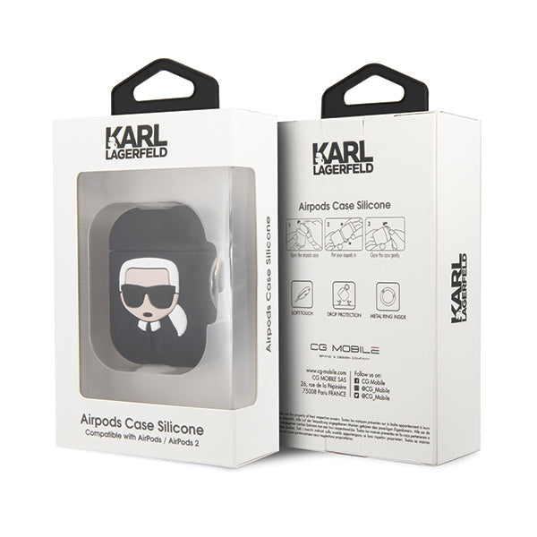 Karl Lagerfeld Silicone Ikonik Case for AirPods 1/2 - Black - Cell phone cases and covers<<<HurtelXML