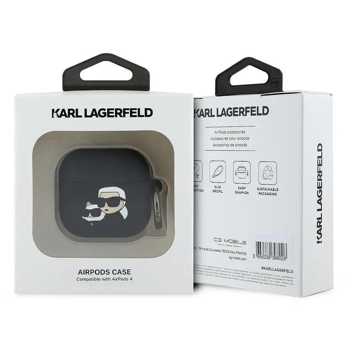 Karl Lagerfeld Silicone Karl&Chaupette Head 3D Case for AirPods 4 - Black - Cell phone cases and covers<<<HurtelXML