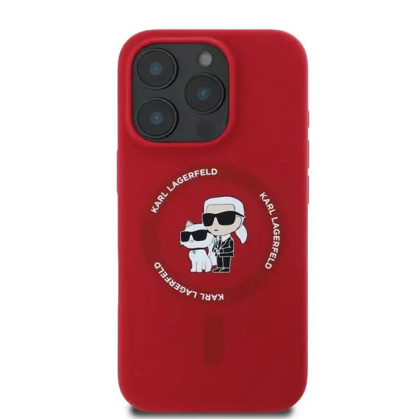Karl Lagerfeld Silicone Karl&Choupette Heads Ring MagSafe case for iPhone 16 Pro Max - red - Cell phone cases