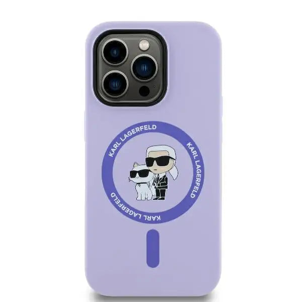 Karl Lagerfeld Silicone Karl&Choupette Heads Ring MagSafe Case for iPhone 14 Pro Max - Purple - Cell phone cases