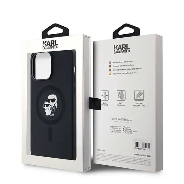 Karl Lagerfeld Silicone Karl&Choupette MagSafe case for iPhone 14 Pro Max - black - Cell phone cases