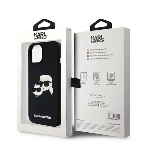 Karl Lagerfeld Silicone Karl&Choupette MagSafe case for iPhone 15 / 14 / 13 - black - Cell phone cases