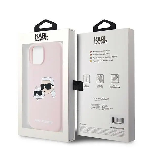 Karl Lagerfeld Silicone Karl&Choupette MagSafe case for iPhone 15 / 14 / 13 - pink - Cell phone cases