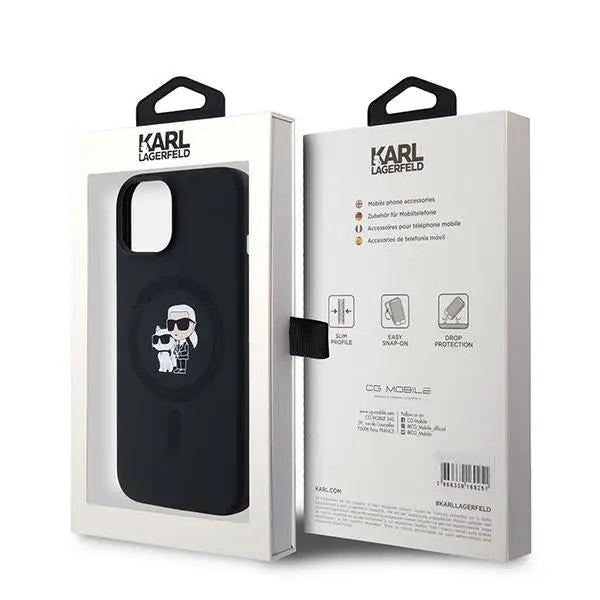 Karl Lagerfeld Silicone Karl&Choupette MagSafe case for iPhone 15 / 14 / 13 - black - Cell phone cases